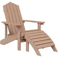 vidaXL Adirondack Trädgårdsstol med Fotstöd HDPE Brun