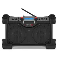 Perfectpro Byggarbetsradio RockHart DAB+, FM Stänkvattenskyddad, Dammtät, Stötsäker, Batteri-laddningsfunktion Svart
