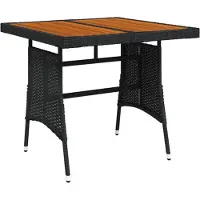 vidaXL Trädgårdsbord svart 70x70x72 cm konstrotting och massiv akacia