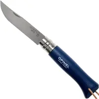 Opinel France kniv med rem Colorama 08 Inox grepp mörkblå, med insats