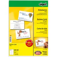 Sigel DP830 - Mikroperforerad - blank vit - 85 x 55 mm - 185 g/m² - 150 kort (15 ark x 10) visitkort