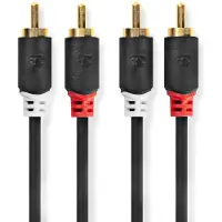 Nedis Stereoljudkabel | 2x RCA Hane | 2x RCA Hane | Guldplaterad | 5.00 m | Rund | Antracit | Låda