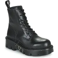 New rock Unisex Svarta Gothic Militär Biker Boots - MILI084N-S3
