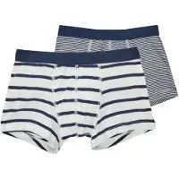 Petit Bateau Boxershorts - 2-pack - Marinblå/Vitrandig - - 10 år (140) - Boxershorts