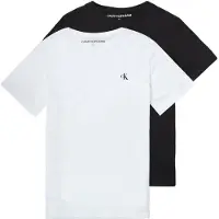 Calvin Klein T-shirt - 2-pack - Monogram - Vit/Svart - - 8 år (128) - T-shirt