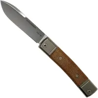 Lionsteel BestMan Drop Point fällkniv, natural canvas micarta