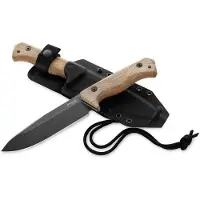 Lionsteel T6 Old Black, Natural Canvas Micarta T6B-CVN Fixed Knife