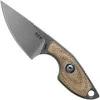 MKM-Maniago Knife Makers MKM Mikro 1 Drop, Stonewashed Natural Canvas Micarta neck knife, Jesper Voxnaes design