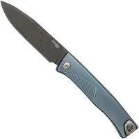 Lionsteel Thrill TL-D-BL Damascus, Blue Titanium Integral Slipjoint pocket knife