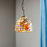 ARTISTAR Tiffany pendellampa COLIBRI, dimbar, Multifärgad, Vardagsrum / matsal, Glas, Tiffany, Pendellampa
