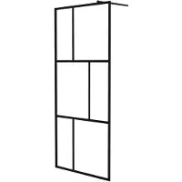 vidaXL Duschvägg till duschkabin härdat glas svart 90x195 cm