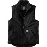 Carhartt Men's Washed Duck Lined Mock Neck Vest Brown
