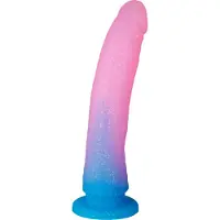 Baseks Gradient Glitter Stor Blå Dildo 22,5 cm - Blå - Blå