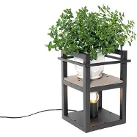 QAZQA Industriell bordslampa svart med trä - Cage Rack