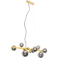 QAZQA Art Deco Hänglampa guld med rökglas 8-ljus - David