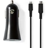 Nedis Billaddare | 20 W | 1.67 / 2.22 / 3.0 A | Antal utgångar: 1 | Port typ: USB-C(tm) | Lightning 8-Pin (Lös) Kabel | 1.00 m | Automatiskt val av Spänning