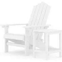 vidaXL Däckstol för trädgården med bord HDPE vit