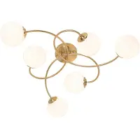 QAZQA Modern taklampa guld med opalglas 6-ljus - Aten