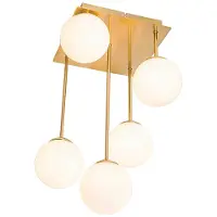 QAZQA Modern taklampa guld med opalglas 5-ljus - Aten