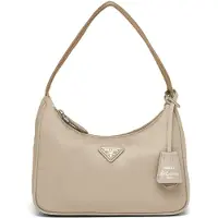 Prada Re-Edition 2000 Minihandväska i Nylon Damhandväskor Ökenbeige 1NE515_RDH0_F0F24 Basic Set (Bag+Dust Bag)