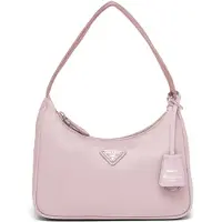 Prada Re-Edition Triangel Logotyp Enfärgad Tyg Axelväska Underarmsväska Damväskor Rosa 1NE515_RDH0_F0E18 Basic Set (Bag+Dust Bag)