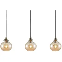 LINDBY Hänglampa Tymoni , dimbar, Creme / bärnsten, Vardagsrum / matsal, Glas, Vintage, Pendellampa