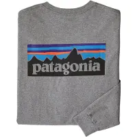 Patagonia - T-shirts - M's L/S P-6 Logo Responsibili-Tee Gravel Heather för UnisexBomull - Storlek M - Grå