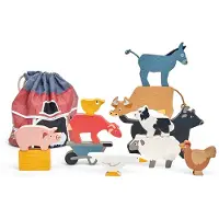 Tender Leaf Toys Träleksaker - Lagerdjur - 13 Delar - Gården - - One Size - Stapelleksaker