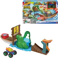 Mattel Monster Trucks Attack p Croco -uppsttningen med 1 Monster Truck Color Shifters Water Game Children's Toy Age 4 och ver HGV14