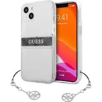 GUESS GUHCP13SKB4GGR iPhone 13 mini 5,4" Transparent hård väska 4G Grå rem Charm