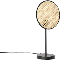 QAZQA Rustik bordslampa svart med rotting 25 cm - Kata