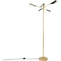 QAZQA Design golvlampa svart med guld 3-ljus - Sinem