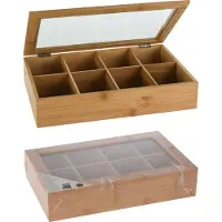Koopman International KOOPMAN bambu tekopp/teburk 32x20x6,5 cm med genomskinligt lock