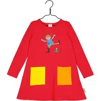 Pippi Långstrump Glada Pippi Klänning Röd 128 cl