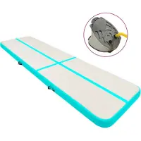 vidaXL Uppblåsbar gymnastikmatta med pump 700x100x20 cm PVC grön