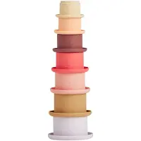OYOY Stapla koppar - Tawa Silikon - Cherry Red/Vanilla - - One Size - Stapelleksaker