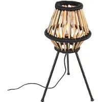 QAZQA Rustik bordslampa med stativ i bambu med svart - Evalin