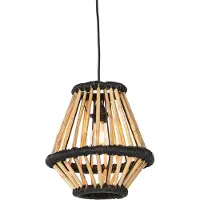 QAZQA Orientalisk pendellampa bambu med svart 32 cm - Evalin