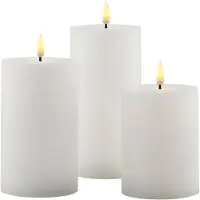 Sirius Sille uppladdningsbart blockljussats - vit - Ø 7,5 cm - 3 st