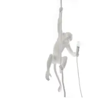 Seletti LED-dekorerad hänglampa Monkey Lamp, vit, hängande Lamp, Vitt / opal, Vardagsrum / matsal, Syntetmaterial, Design, Pendellampa