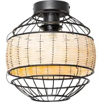 QAZQA Orientalisk taklampa svart med rotting 25 cm - Emir