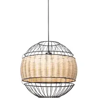 QAZQA Orientalisk pendellampa svart med rotting 38 cm - Emir