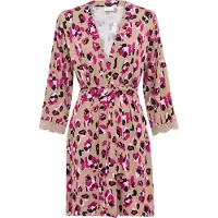 LASCANA Morgonrock 'Lovly Nights' sand / rosa / fuchsia / svart