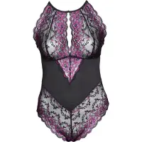 Cottelli Curves Body Plus Size i lila spets - SvartLila - 4XL - SvartLila
