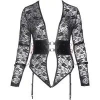 Cotelli collection Bondage Bondage grenlös body med långa ärmar Plus Size - Svart - 4XL - Svart