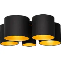 QAZQA Taklampa svart med guld inuti 5-ljus - Multidrum