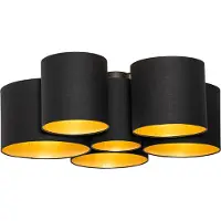 QAZQA Taklampa svart med guldinsida 6-ljus - Multidrum