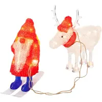 Konstsmide Tomte med ren, Juldekoration i akryl 40 LED