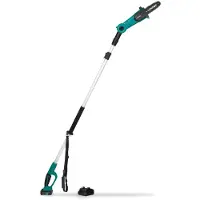 Vonroc 20V Teleskopisk Motorsåg – Sladdlös Kedjesåg med Vinklingsbart Blad och Utdragbar Stång (160-225 cm), Batteri och Laddare Ingår
