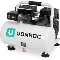 Vonroc PRO Tyst luftkompressor – 57,5 dB | 6L – oljefri – 750W – Vit